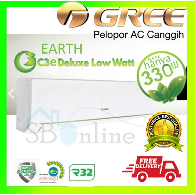 AC GREE DELUXE LOW WATT 2,5 PK 24C3E ORIGINAL HARGA PABRIK