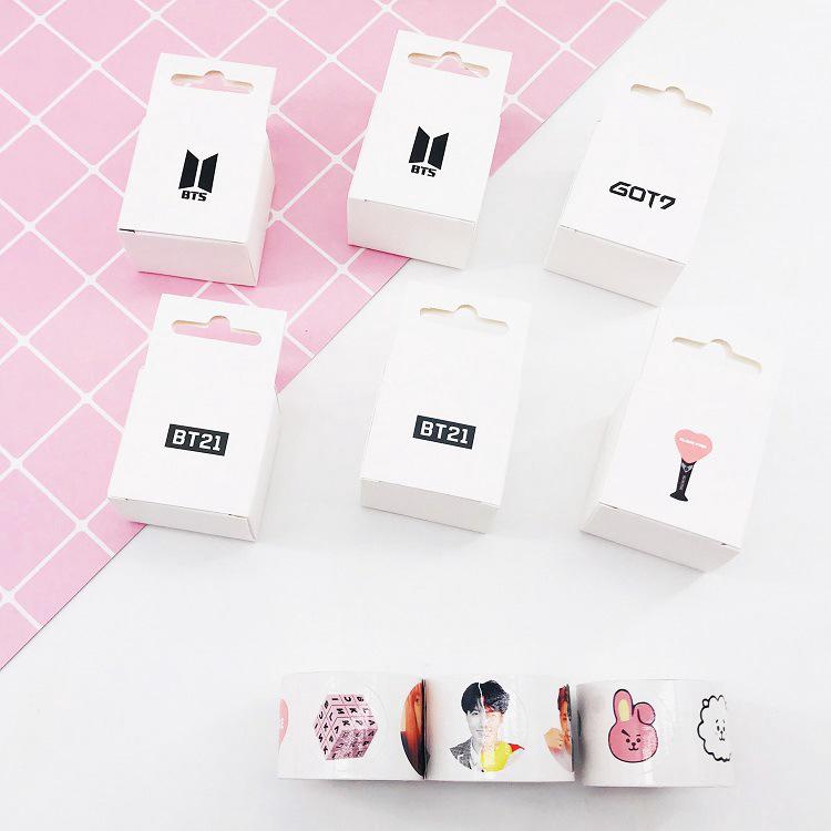  Stiker  BTS BT21 kartun  pita kertas Foto  GOT7 stiker  