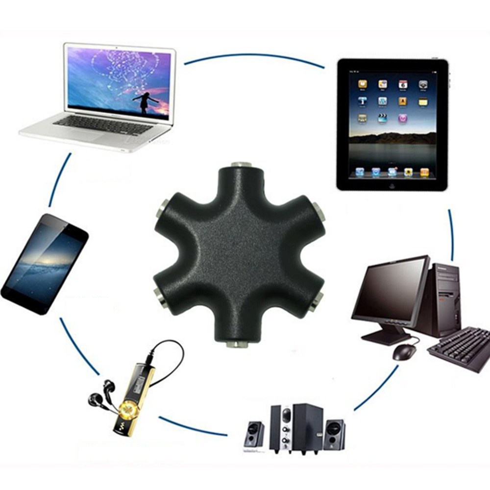 Splitter 6 IN 1 Audio Splitter 6IN1 6 port / Male to 5 Female Audio Splitter Jack 3.5mm to dual female Konverter