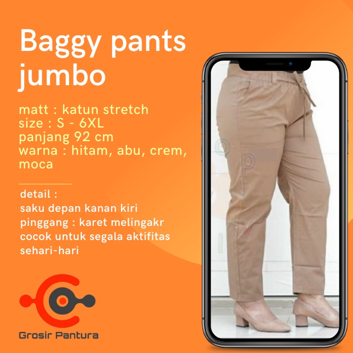 Baggy Pants Celana Panjang Kantor Jumbo Bahan Wanita Kerja Kain Katun Street Terbaru