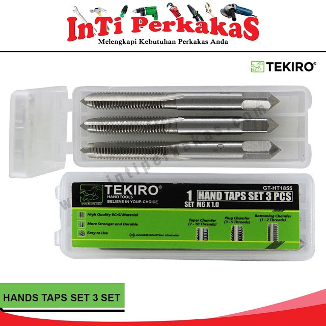 TEKIRO HAND TAP SET 3 PCS M6 X 1.0 MM / HAND TAP / TOOLS - ALAT PERKAKAS