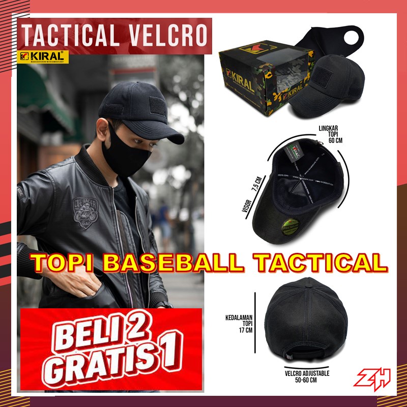 Topi Pria Baseball Premium TACTICAL VELCRO by Kiral Caps Wanita Distro Taktikal Loreng Kamuflase