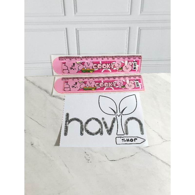 penggaris 15 cm BTS/garisan 15 cm/ruler 15 cm BT-21/mistar 15cm-Cooky Pink