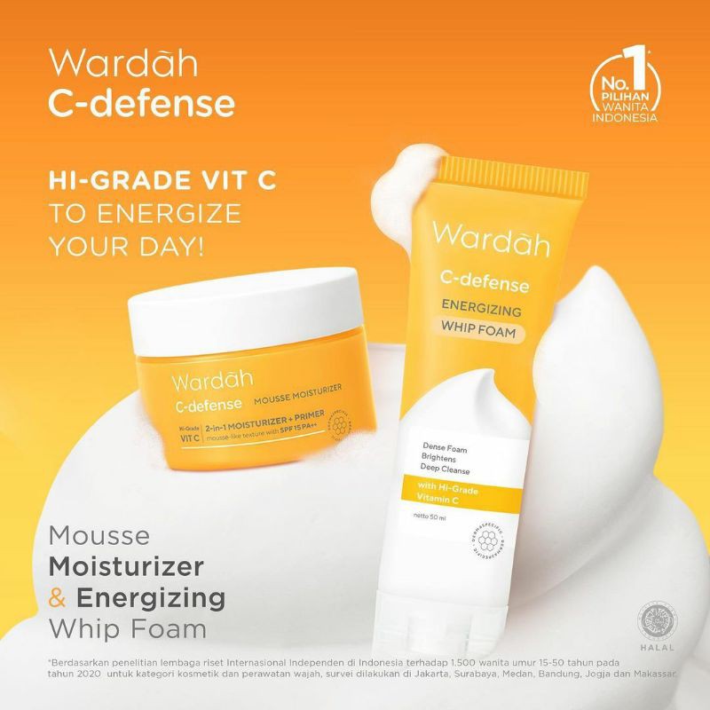 WARDAH C-Defence Mousse Moisturizer dan Energizing Whip Foam