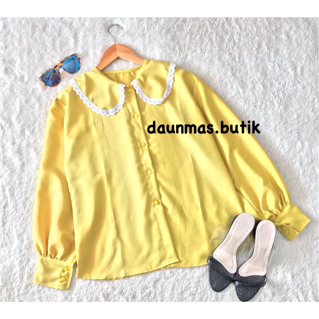 1KG MUAT 6PCS | OWLY BLOUSE KOREA KANCING BUSUI FASHION WANITA MUSLIMAH-KELLYA LIME