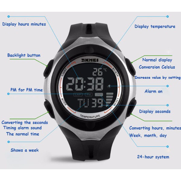 PROMO JAM SKMEI ORIGINAL SKMEI Pioneer Sport Watch 1080 Original WR 50M - Black Orange