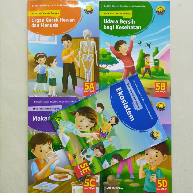 Paket 5 buku bekas : Buku Teks Tematik Terpadu untuk SD/MI kelas 5 jilid 5a - 5e revisi by Yudhistir