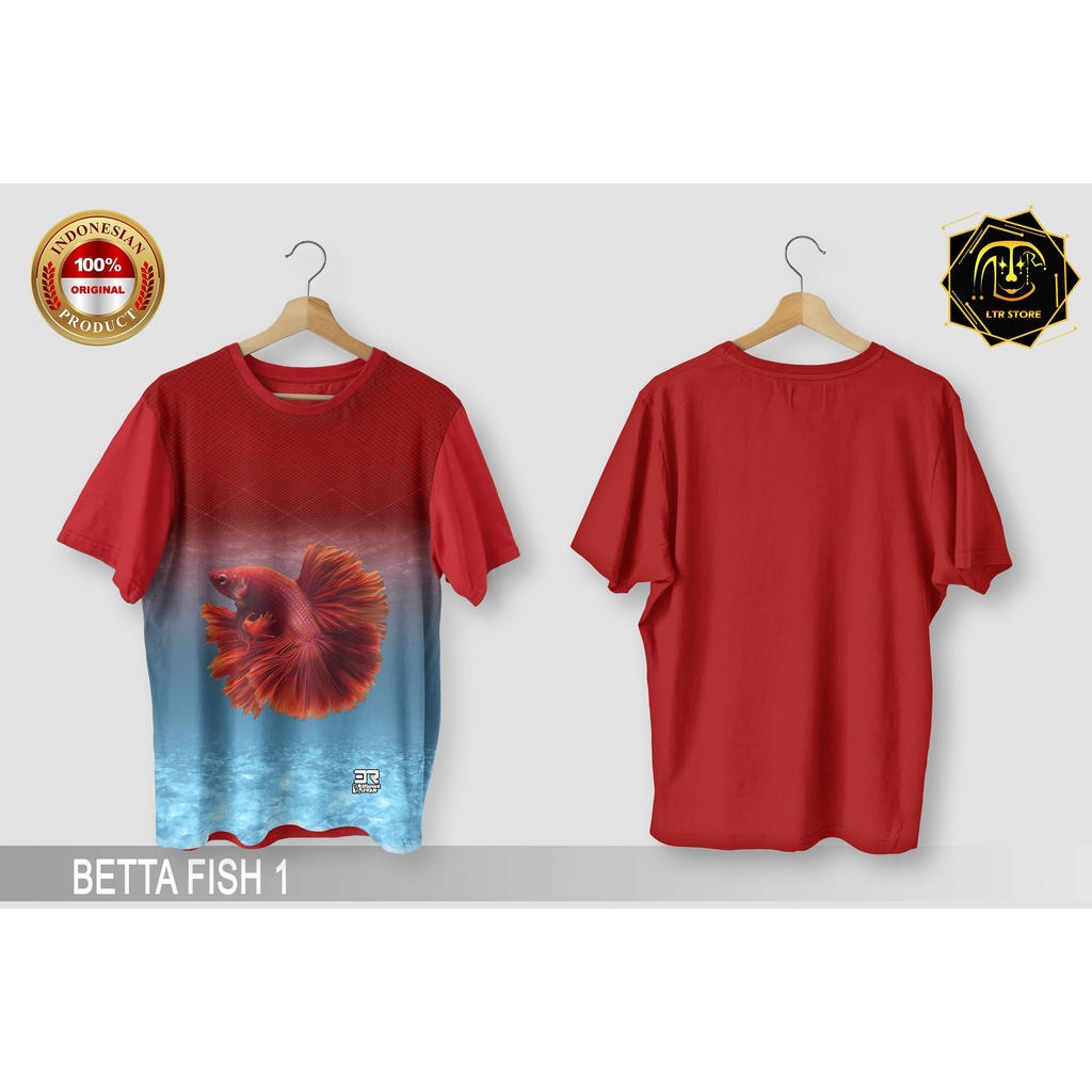 [ BAYAR DI TEMPAT ] BAJU PRINTING GAMBAR IKAN CUPANG 1 -  KAOS DISTRO ORIGINAL GAMBAR HEWAN HIAS BAG