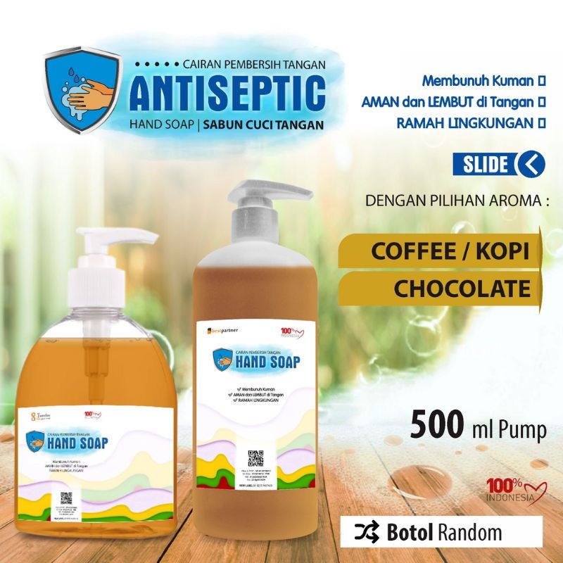 Handsoap /sabun cuci tangan antiseptic aneka aroma kemasan pump 500 ml