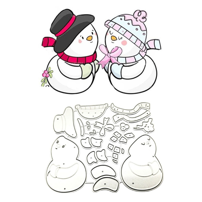 Cetakan Stensil Cutting Dies Motif Snowman Bahan Metal Untuk Scrapbook / Craft Diy