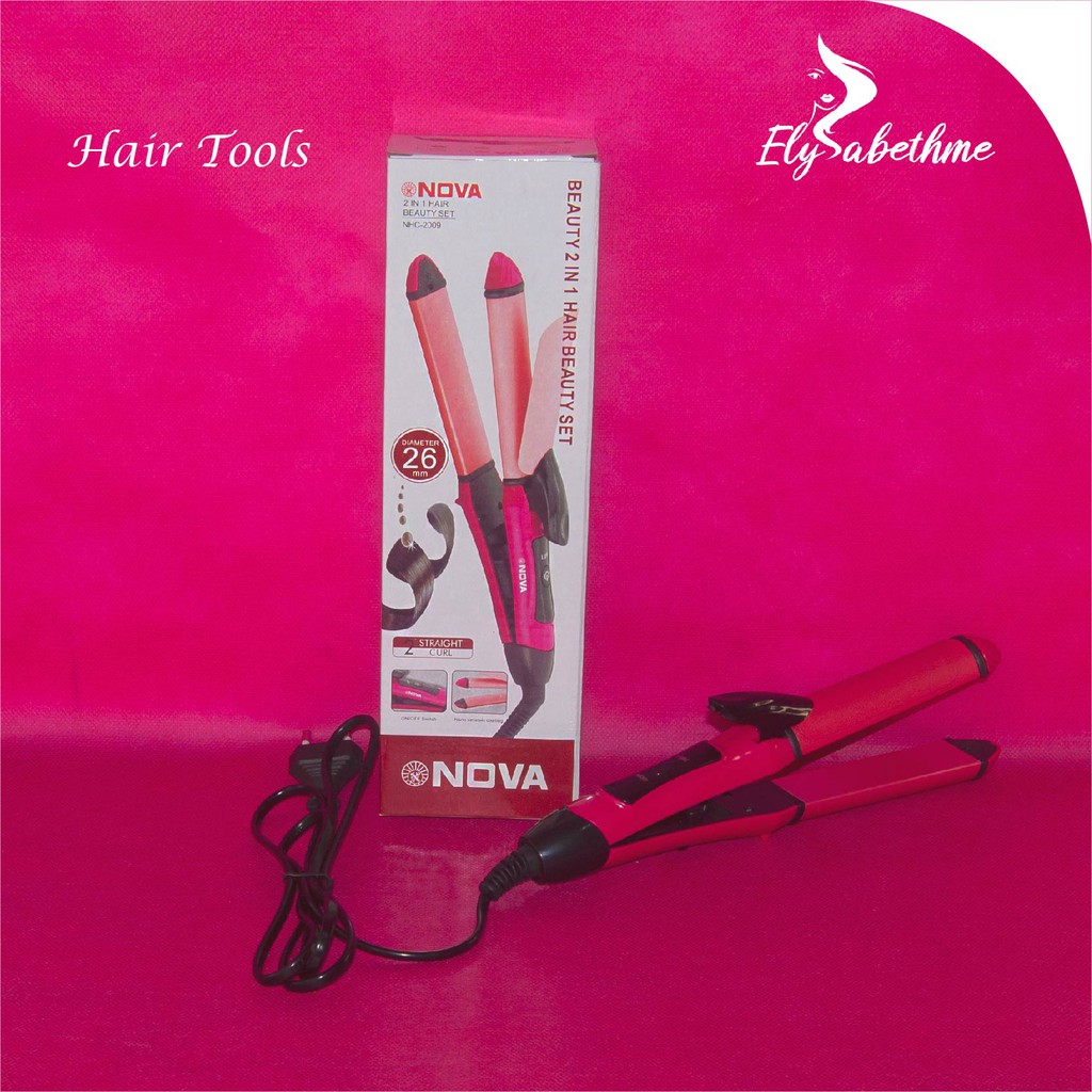 ✿ELYSABETHME✿ Catok nova 2in1 bisa lurus dan curly tahan panas ceramic low watt hemat listrik