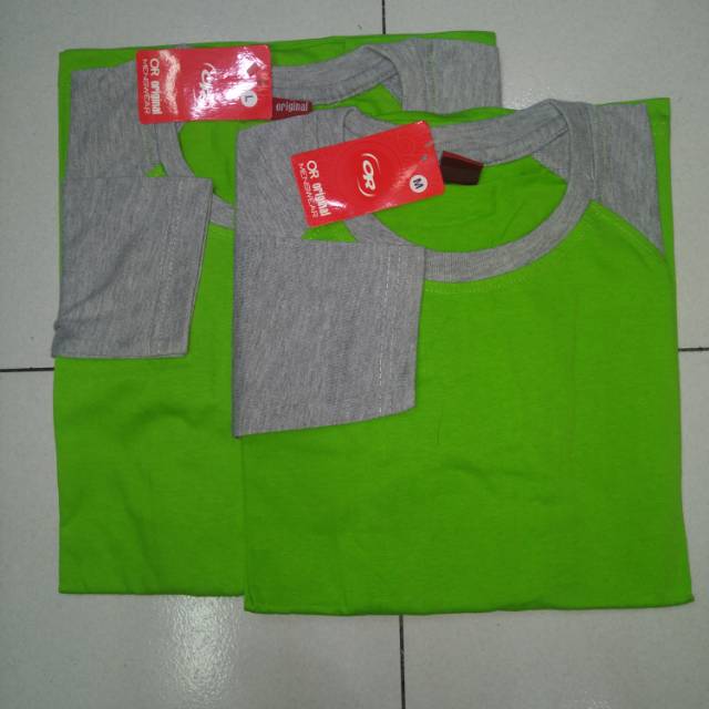 polos reglan hijau Fuji tangan abu panjang UK M L XL XXL dewasa