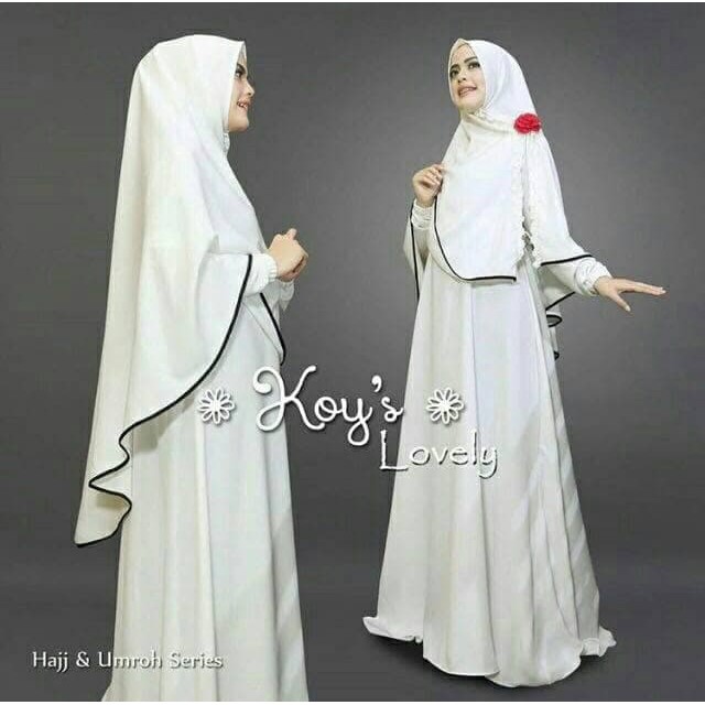 Gamis Syari Dengan Layer Set Khimar Gs-175 By Shiraaz Original B GJ772  Lovely Syari Putih Fashion