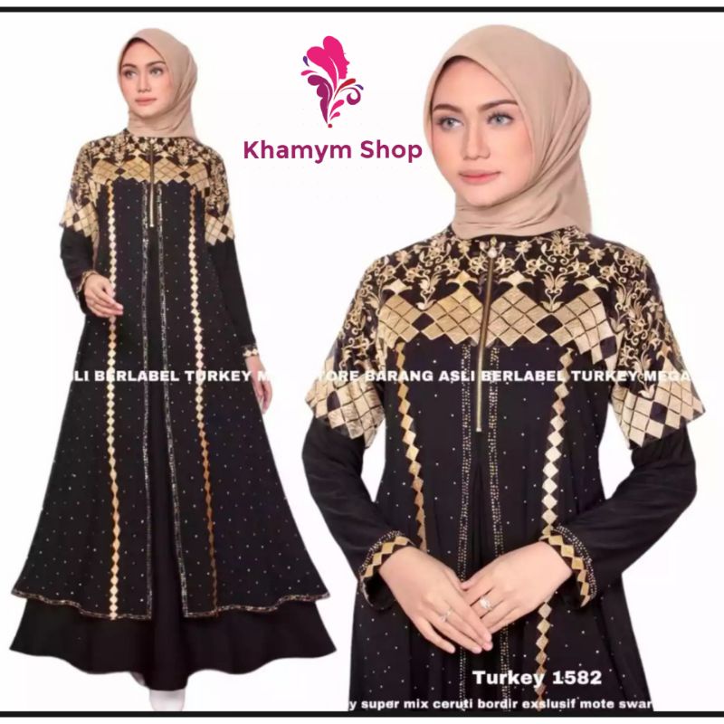 Dress Abaya Bordir Mewah Eklusif || Gamis Wanita Dubai Kekinian