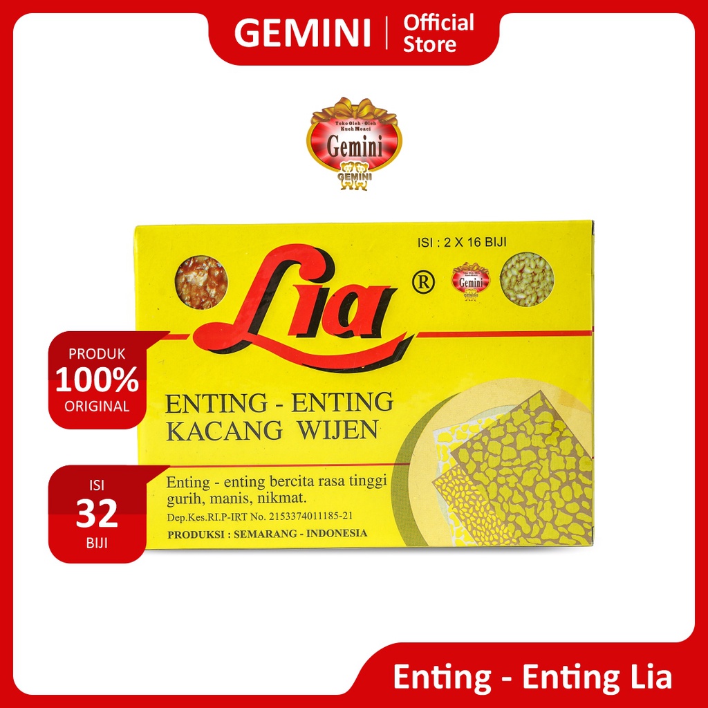 Gemini - Enting-enting LIA - Kacang Wijen - isi 2 x 16 Biji