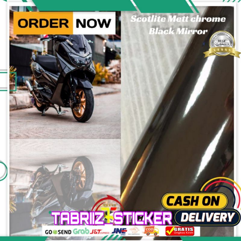Sticker skotlet motor mobil hitam metalic chrom mirror metalik krom mengkilap merk maxdecal
