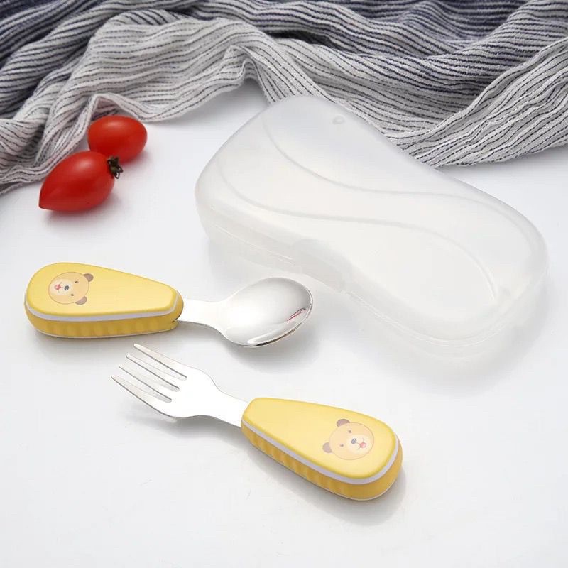 SENDOK MAKAN ANAK BAYI / PERALATAN MAKAN SENDOK GARPU SET GAMBAR KARTUN STAINLESS STEEL 304 SUS JRW0062