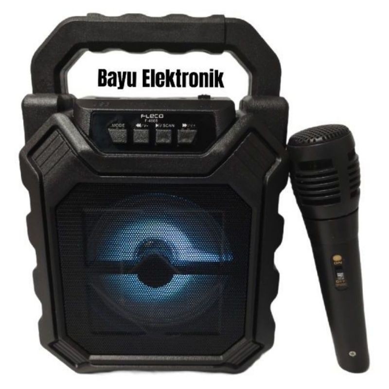 Speaker Bluetooth Karaoke Wireless Fleco F-4668 Gratis Microphone Super Bass /Musik Box Bluetooth