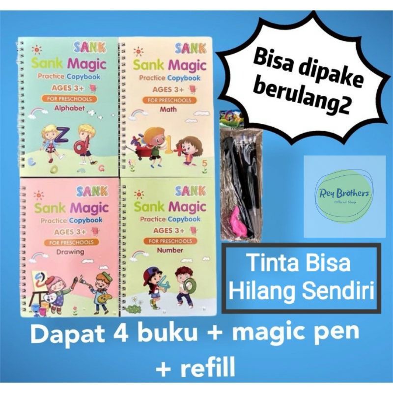 

COD BUKU BELAJAR ANAK AJAIB - 04 Books/Set Copybook Kid's English Learning Calligraphy Magic Books