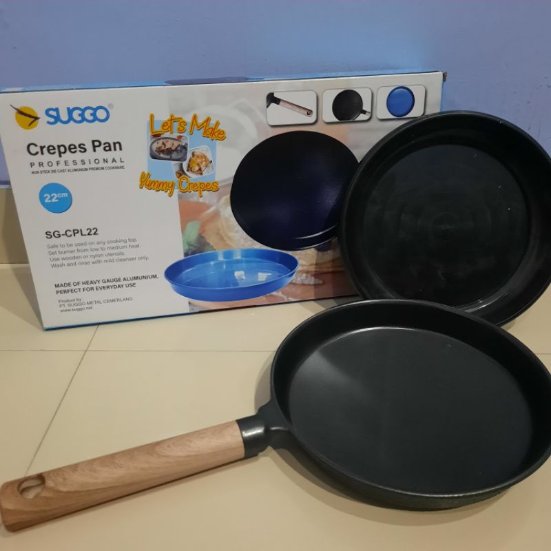 Jual Wajan Walik Crepes Pan Cm Suggo Gagang Kayu Shopee Indonesia