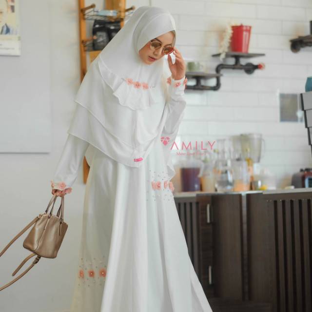 HANIFA SET WHITE | GAMIS PUTIH | GAMIS UMROH | GAMIS HAJI | GAMIS PESTA | GAMIS PREMIUM |GAMIS AMILY