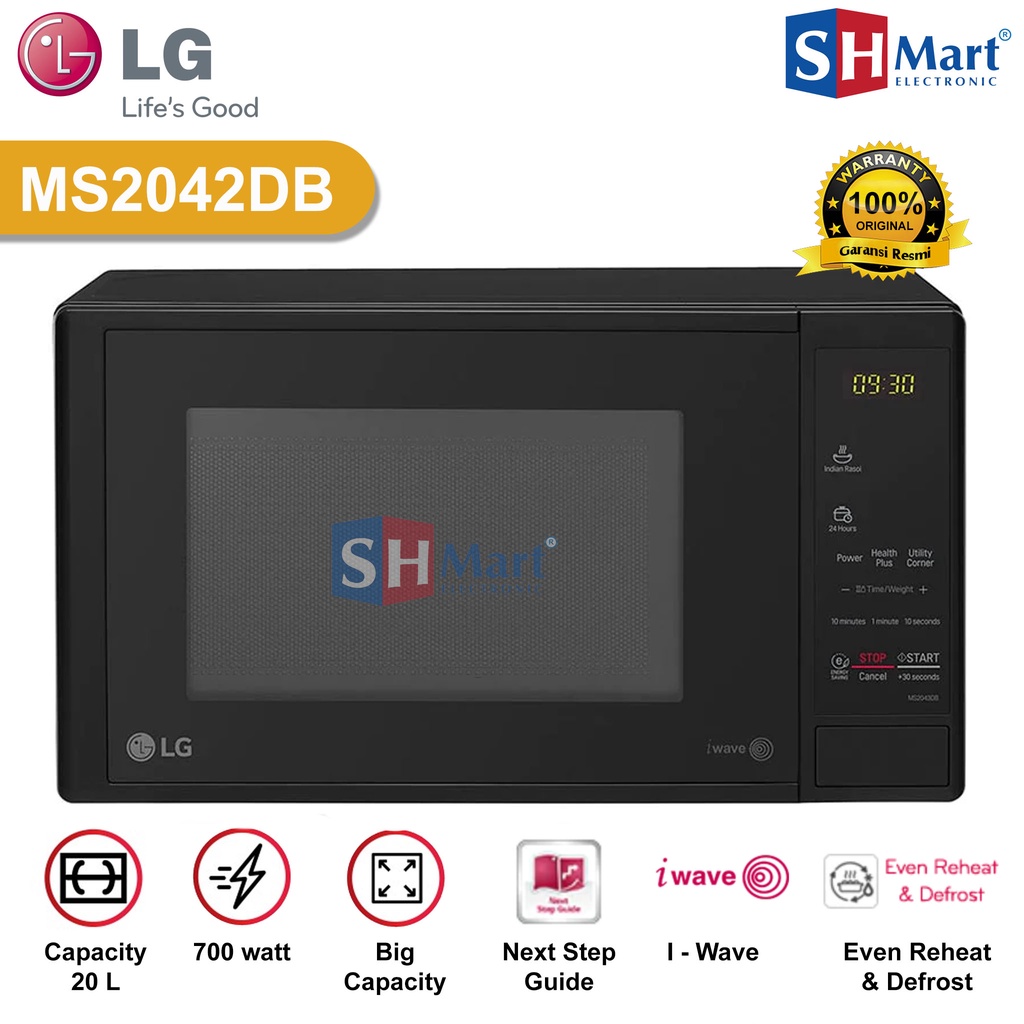 MICROWAVE OVEN LG KAPASITAS 20 LITER MS2042DB INVERTER EASY CLEAN GARANSI RESMI