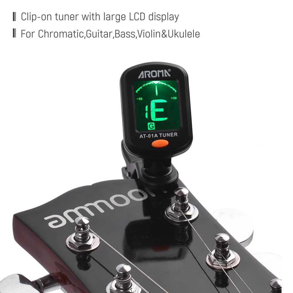 (100% BARANG ORI) AROMA Tuner Gitar dengan Clip - AT-01A