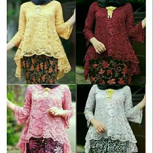 Atasan kebaya brukat rinjani / kebaya brokat bianca / ready gold / navy / maroon / pink / tosca