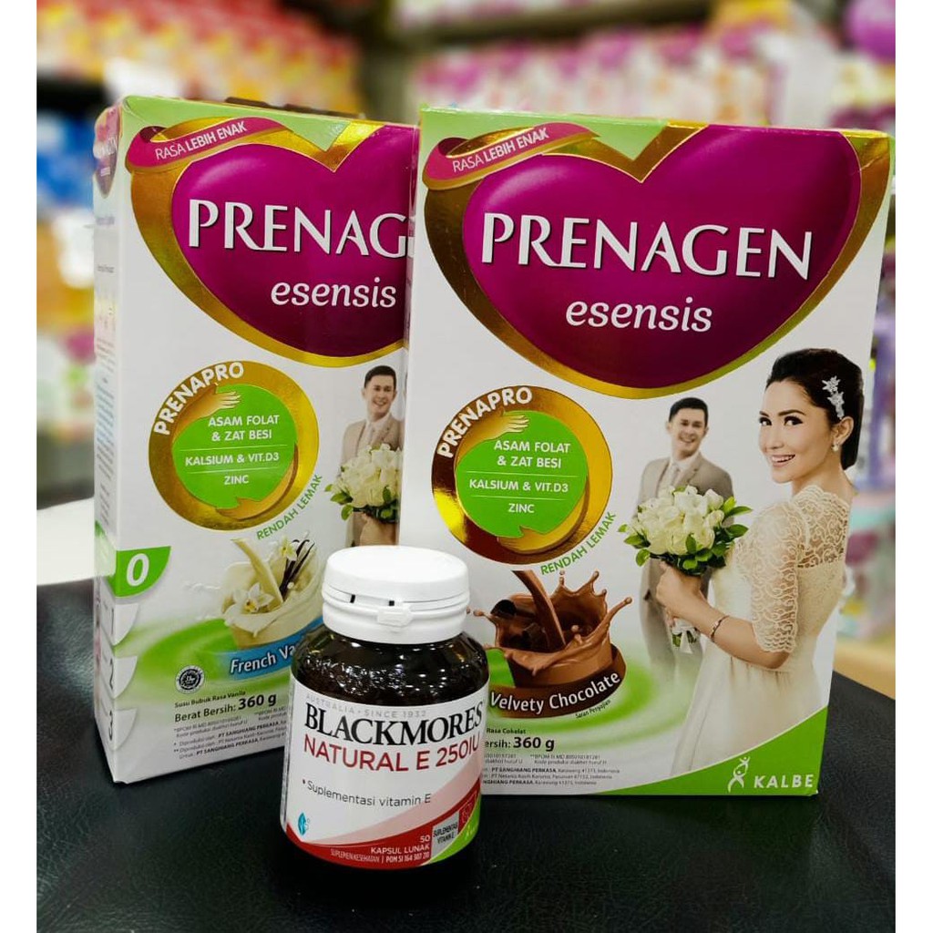 Paket Perencanaan Kehamilan / Prenagen Esensis  360gr 2pcs &amp; Blackmores Natural E 250IU 50tab