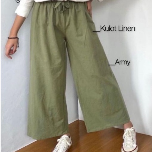 Seoul Celana Kulot Linen Wanita Polos