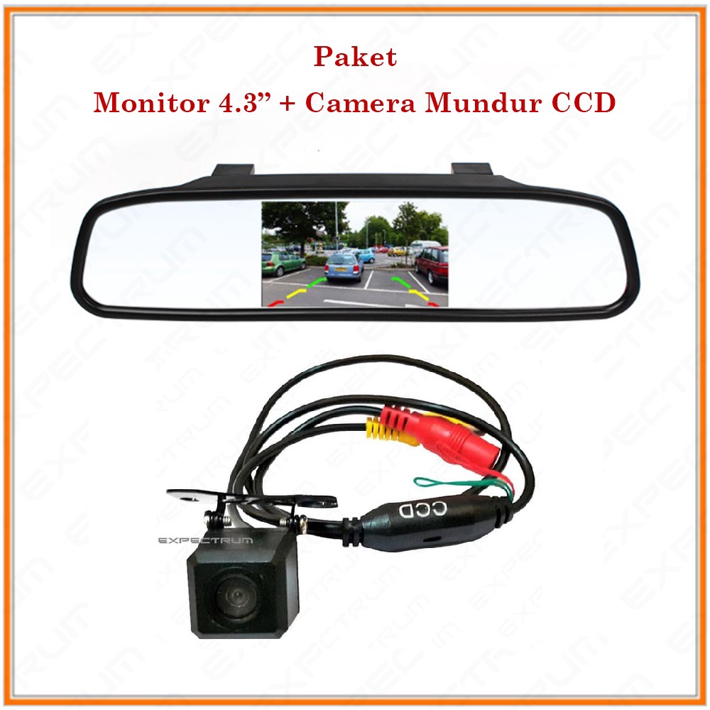 Monitor Mirror TFT 4.3 Inch Parking Camera - PAKET Kc Spion Mobil &amp; Kamera CCD