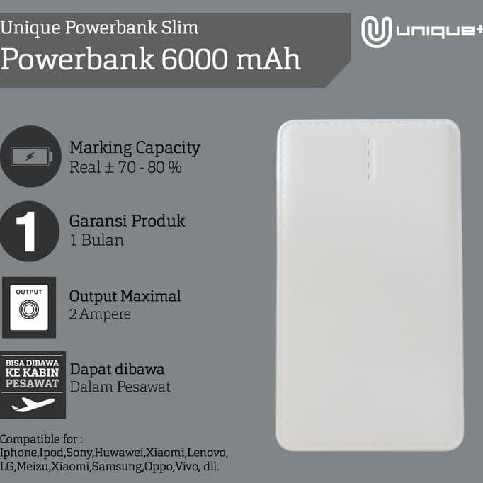 Powerbank 6000Mah Leather - Power Bank 6000 Mah Leather White - Putih - 522