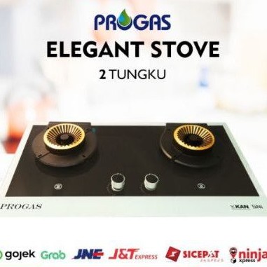 Kompor Gas Tanam Kaca Progas 2 Tungku ELEGAN Mewah Sudah SNI