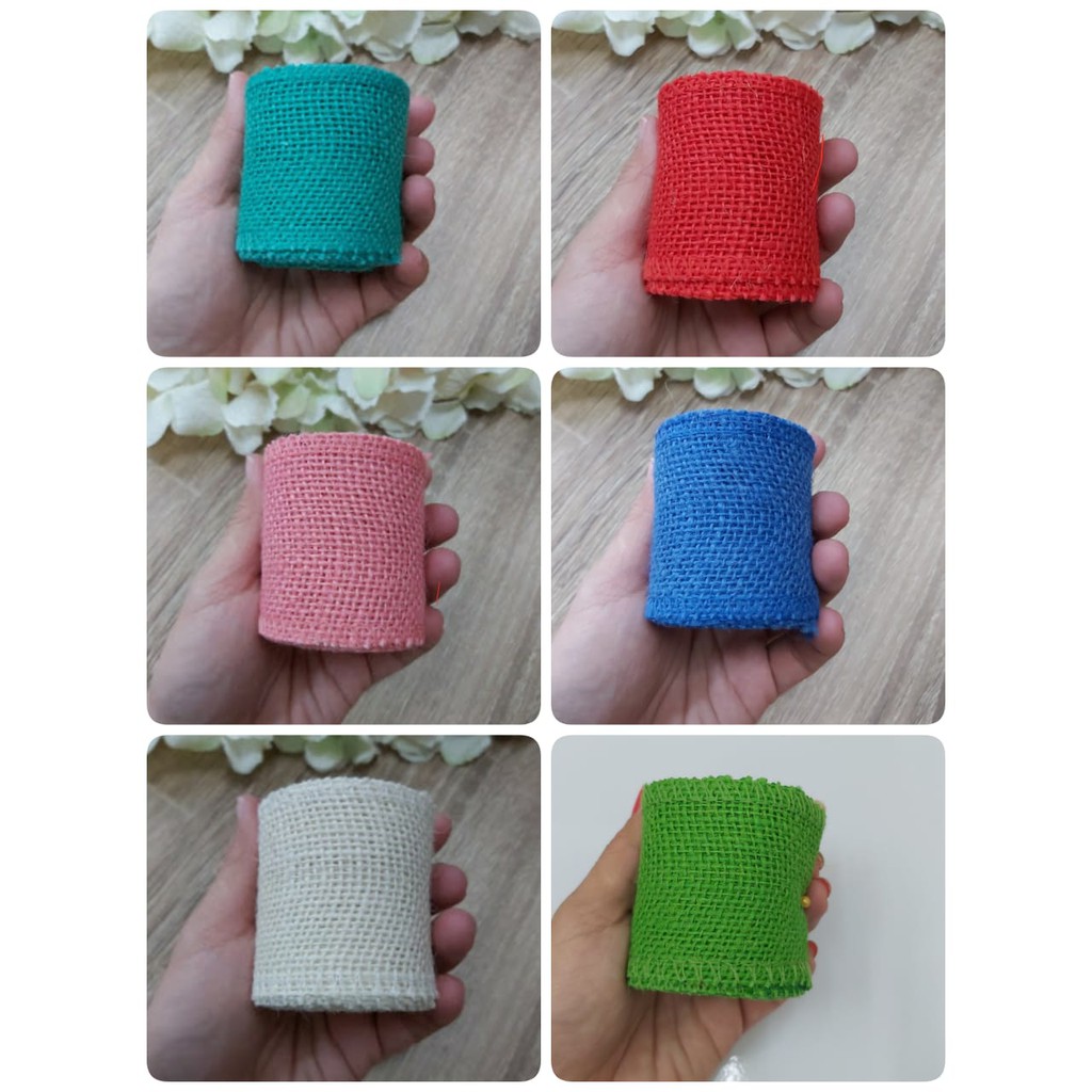 Pita Goni/ Burlap/ Hessian Aneka Warna 6 cm Import