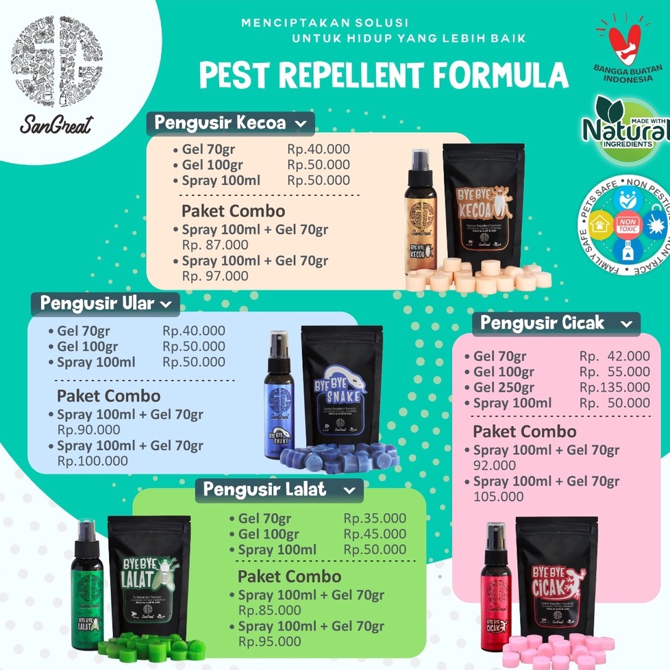 Anti Serangga lalat pengusir lalat gel 70 gr dari SanGreat Bye Bye Lalat non pestisida-aman