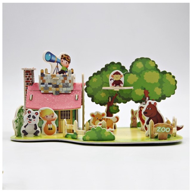 Mini Puzzle 3D | SMALL ZOO | Puzzle 3 Dimensi Rumah- 1690-18 - Kebun Binatang