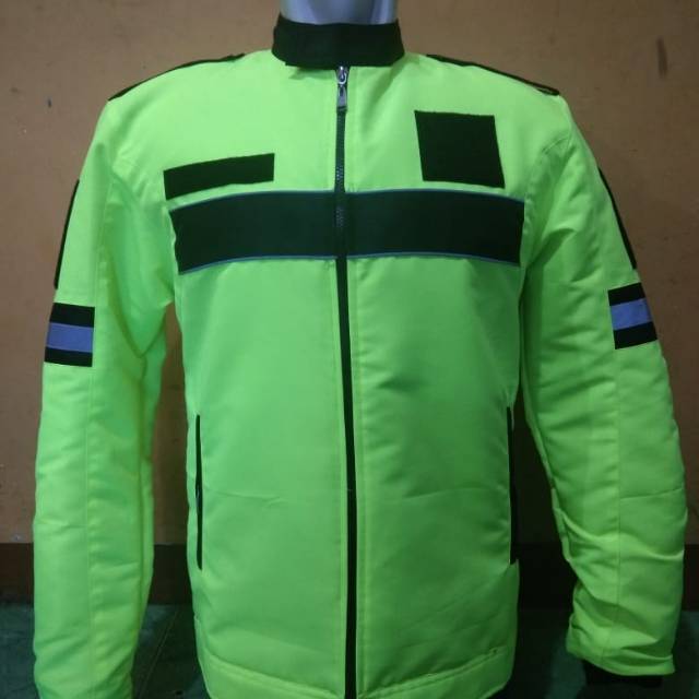 Jaket motor/jaket touring polosan type palang hijau stabilo