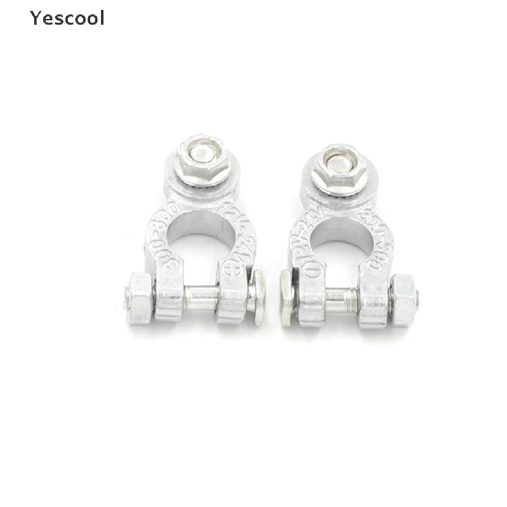 Yescool 2Pcs / Set Klem Konektor Terminal Baterai Positif Negatif Lapis Zinc Untuk Mobil