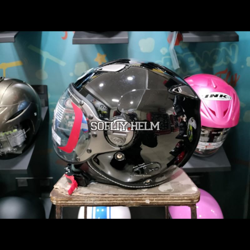 HELM KYT ELSICO SOLID BLACK GLOSSY HALF FACE HELM ELSICO POLOS