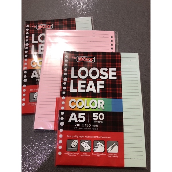 

LOOSE LEAF COLOUR ISI 50 LEMBAR/Warna/bigboss/isi binder A5