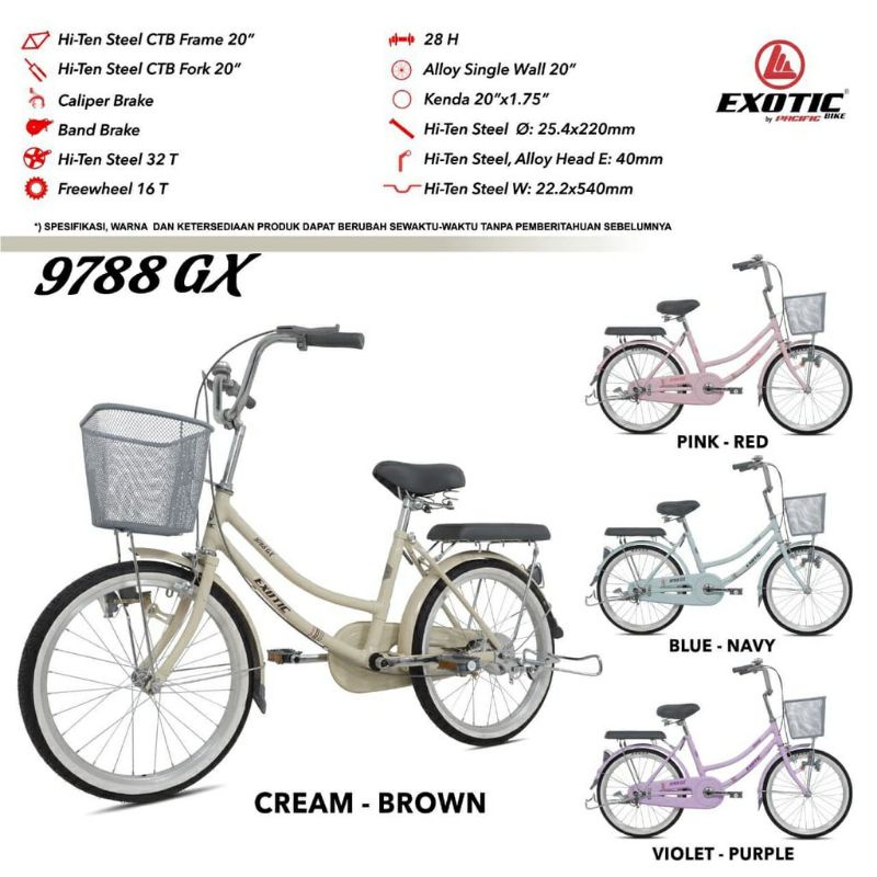 CTB Exotic 9788 GX City Bike Sepeda Kota Ukuran 20 Inch 24 Inch 26 Inch