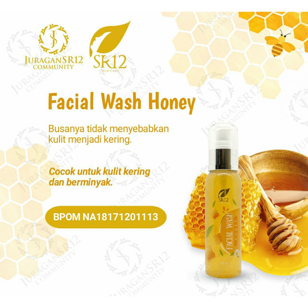 Facial Wash Madu Honey SR12 Sabun Muka Mencerahkan Wajah Kulit Kering dan Kusam Ori BPOM