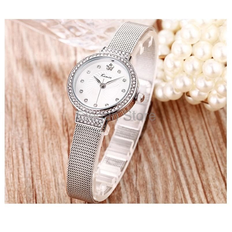 ELEGAN jam tangan wanita perempuan original kimio tali pasir SILVER