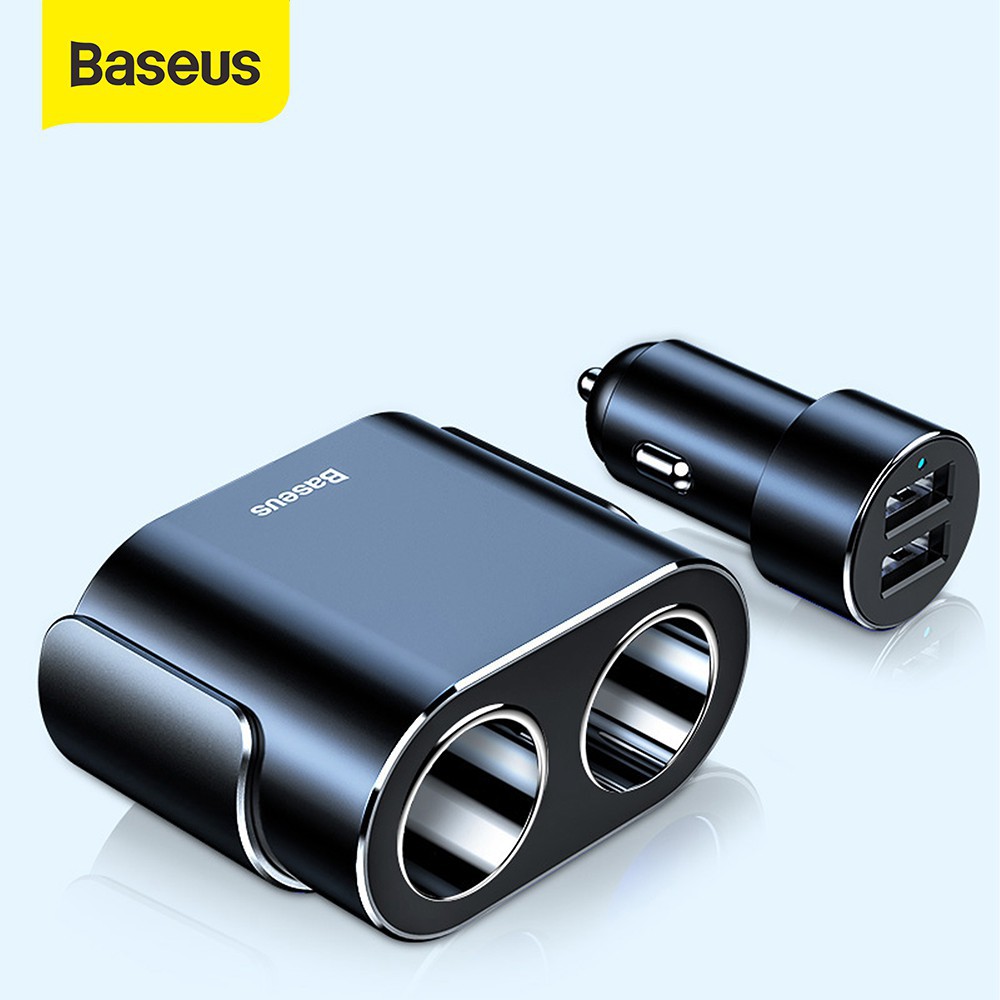 BASEUS CAR CHARGER CHARGER MOBIL USB DUAL PORT - Hitam