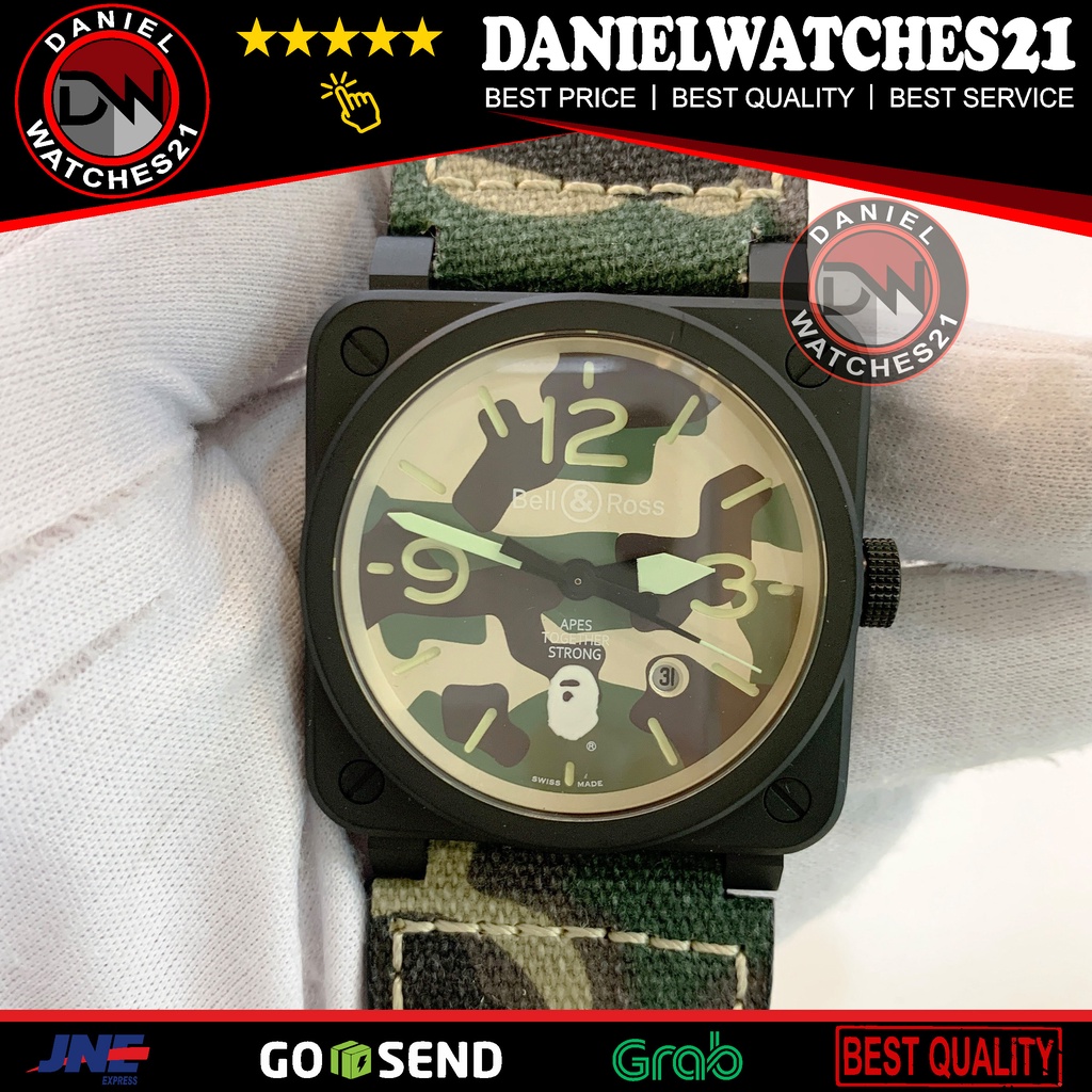 JAM TANGAN MODEL BR 03-92 BLACK 42mm CAMO RUBBER (NOOB)