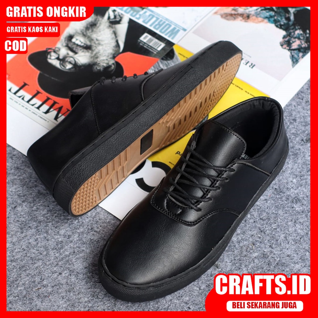 CRAFTS X AUTHEN Sepatu Kasual Pria Kulit Syntetic Sepatu Pria Casual Sepatu Cowok/Cowo Sepatu Kerja Kantor Kondangan Semi Formal Kuliah Keren Termurah