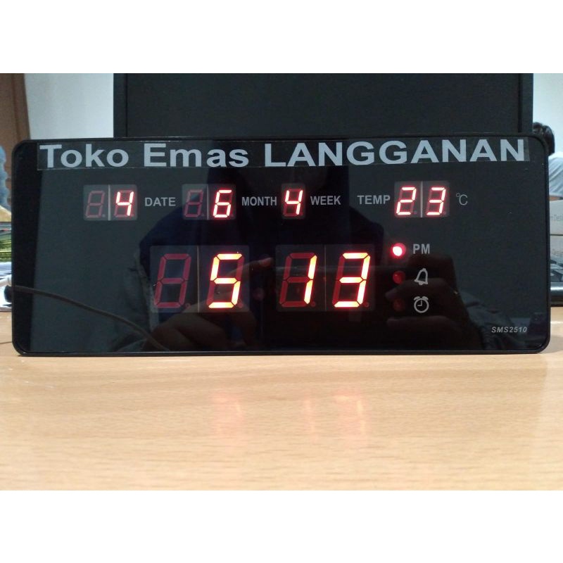 Jam Dinding Jam Meja Digital SONIFER 2510 LED Clock ukuran 25 x 10 cm +FREE CUSTOM NAMA