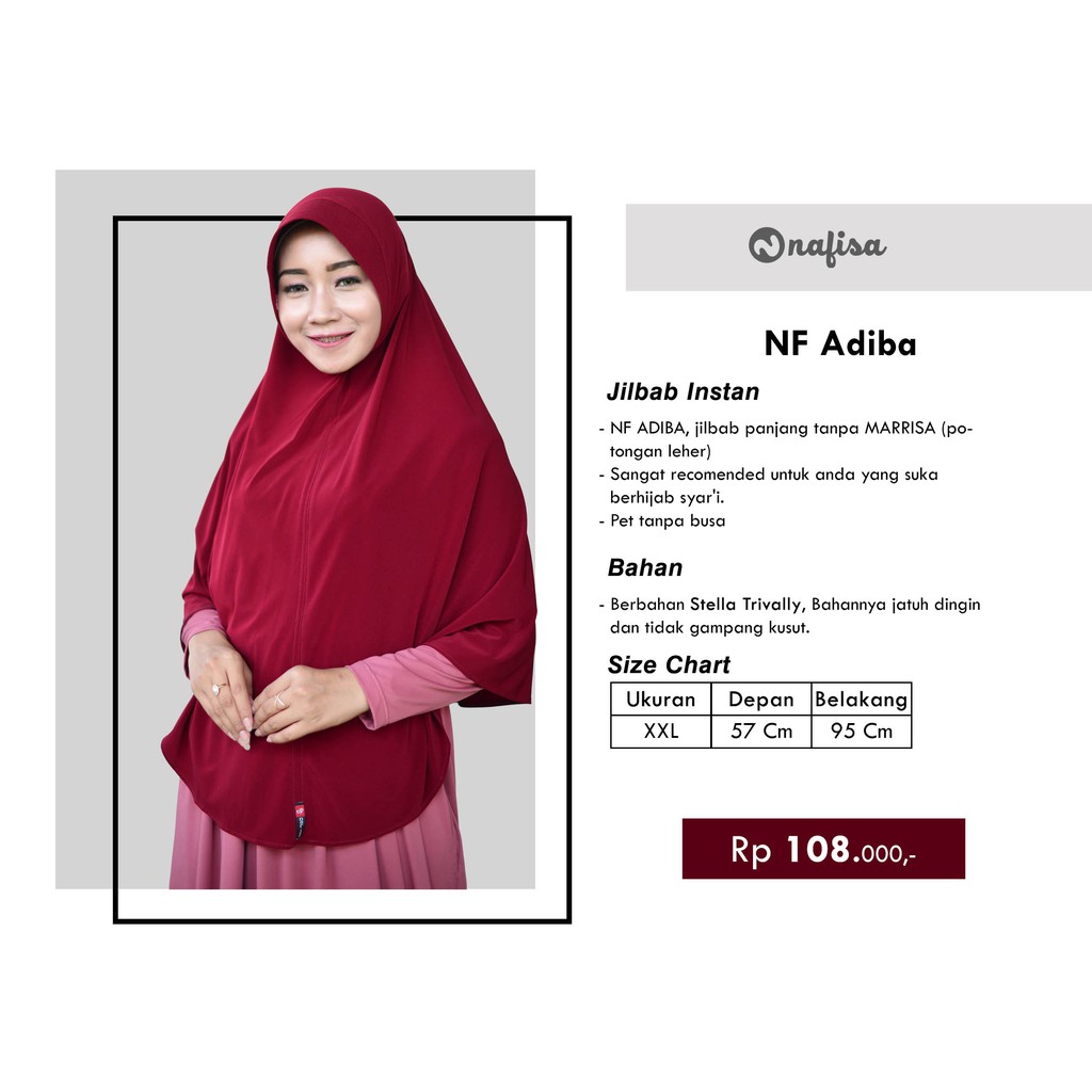 Jilbab Instan Soft Pad Antem Nafisa ADIBA - Hijab Jumbo Bergo Soft Antem Premium Syari