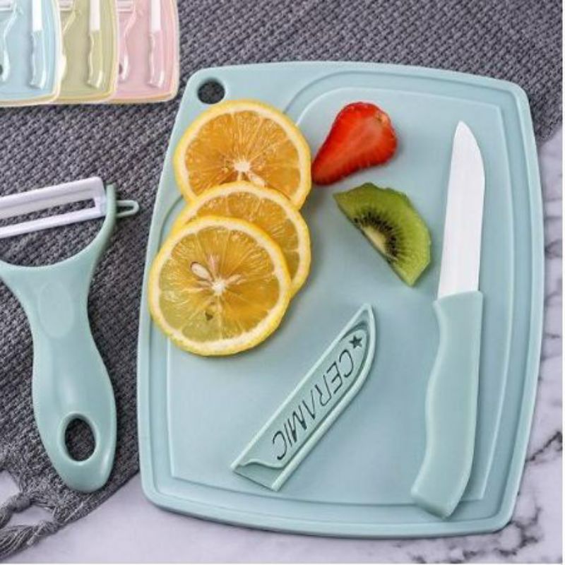 Talenan 1Set Pisau Ceramic+ Peeler+Talenan( 3 in 1)