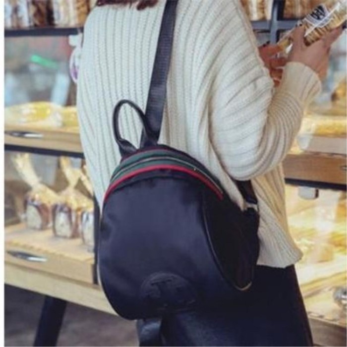 Tas Ransel Wanita Korea Style A409 Tas Ransel Wanita Import Mini - Hitam